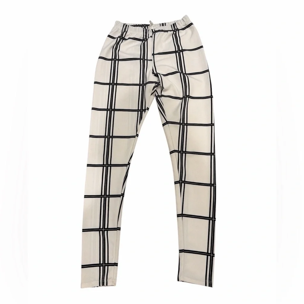 Dolce Bianca Size Small Black and White Checkered Textured Leggings